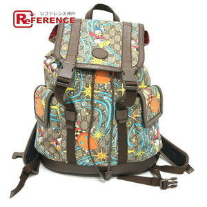 Gucci GG Supreme Donald Duck Disney Backpack Canvas Beige Brown Blue